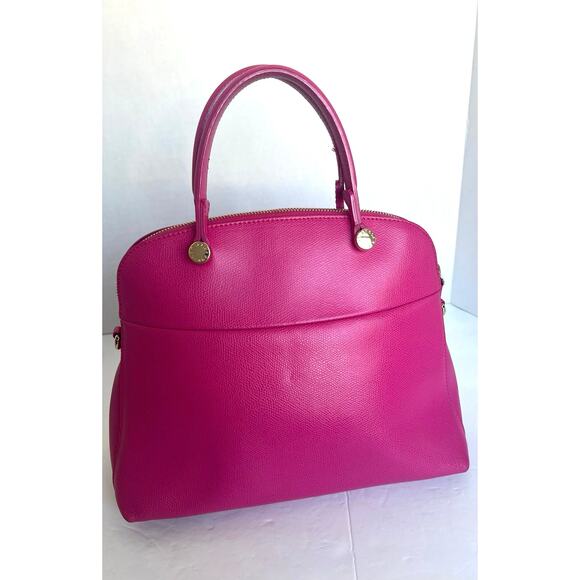Authentic Furla Piper M Hot Pink Leather Handbag Bag Satchel Purse - Picture 5 of 12